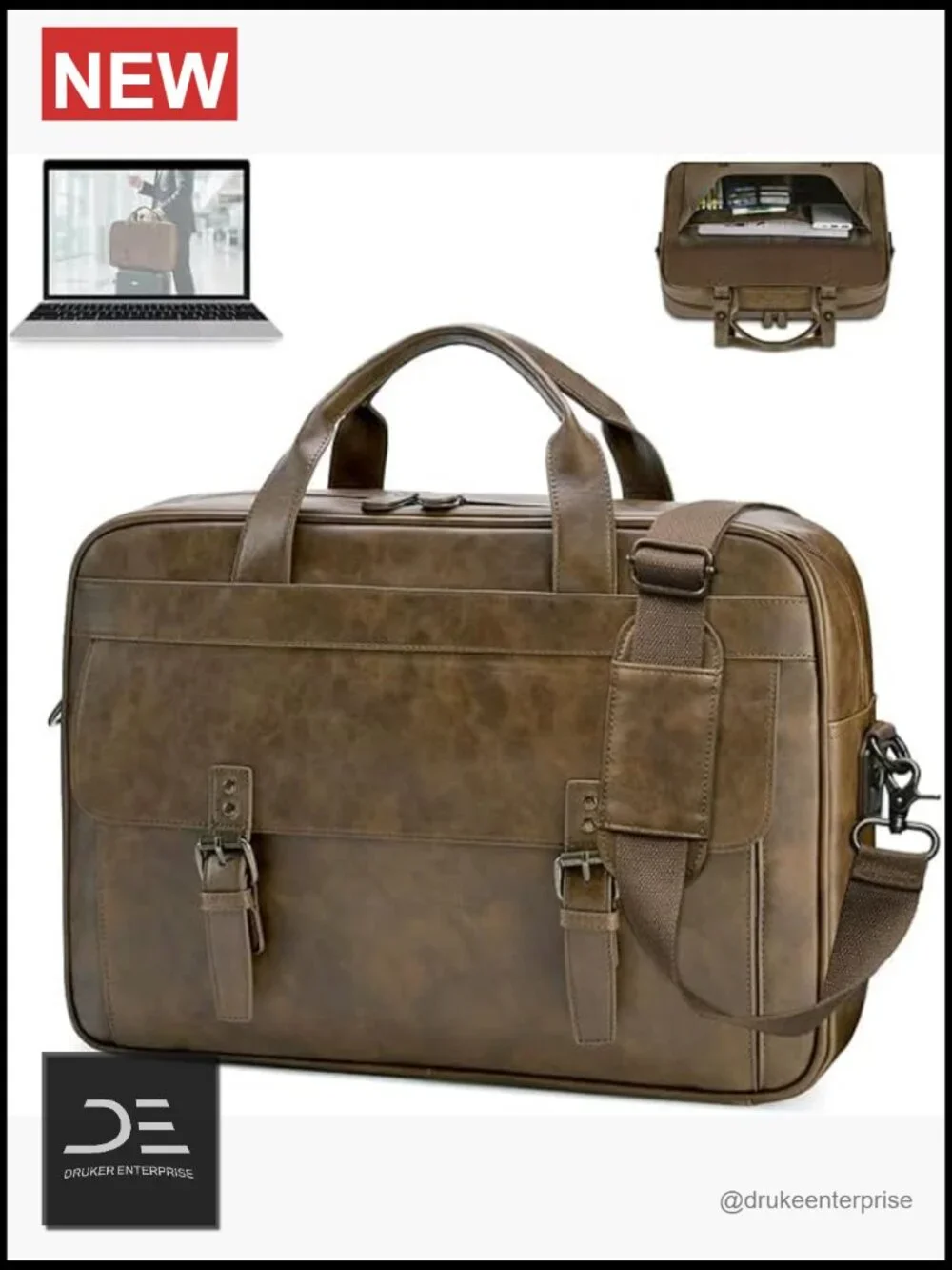 Vintage Leather Messenger Bag for Men 16